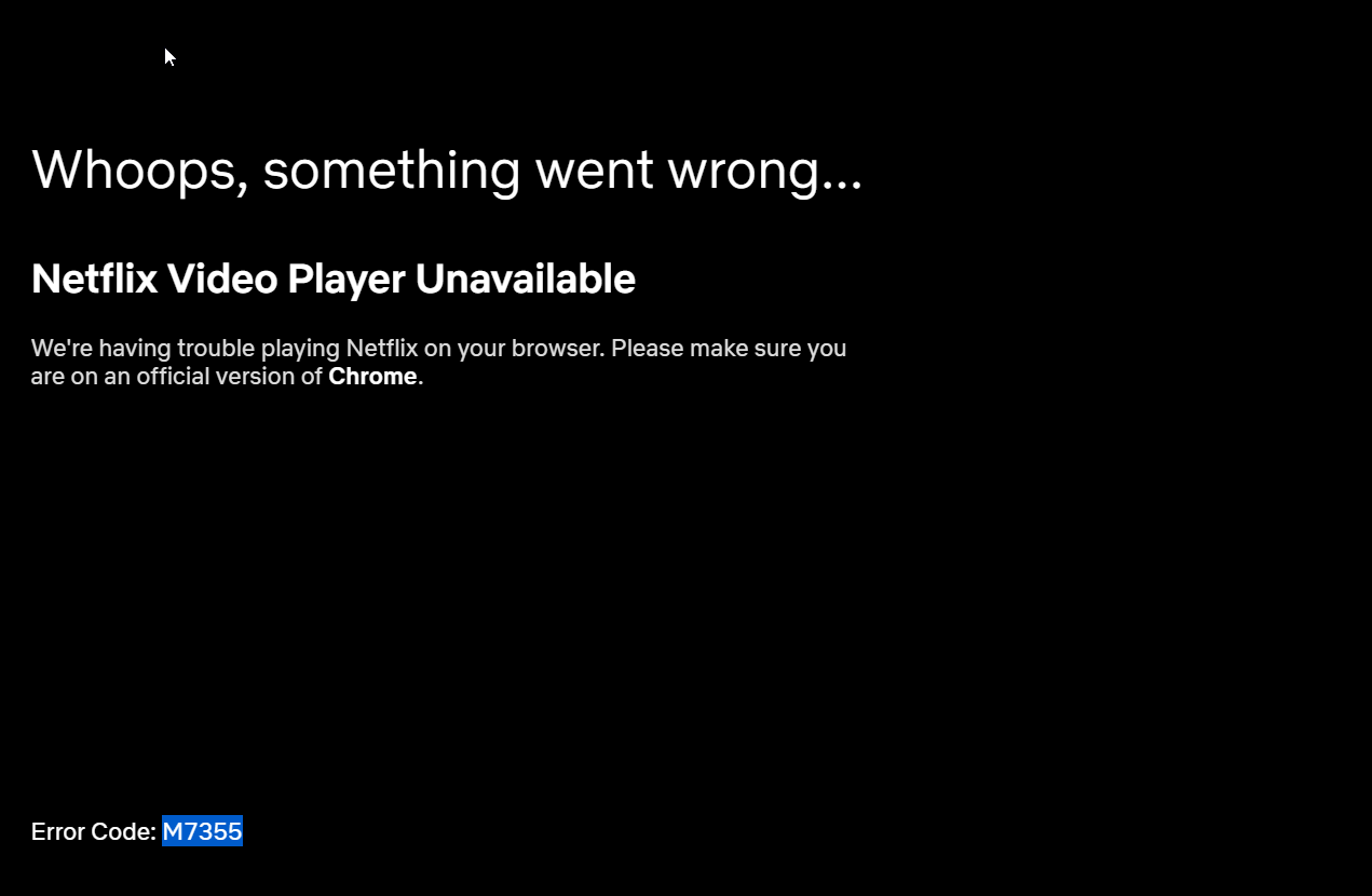 Netflix and  errors since migrating from Chrome.