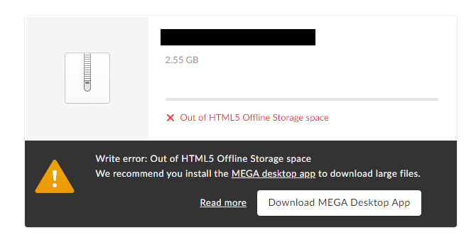 Out of HTML5 Offline Storage space when downloading from MEGA | Vivaldi  Forum