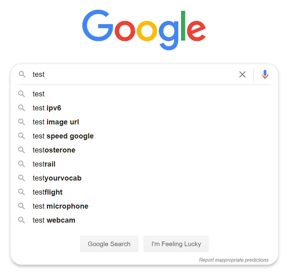 google.com search suggestions