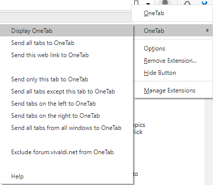 OneTab Extension is not fully functional