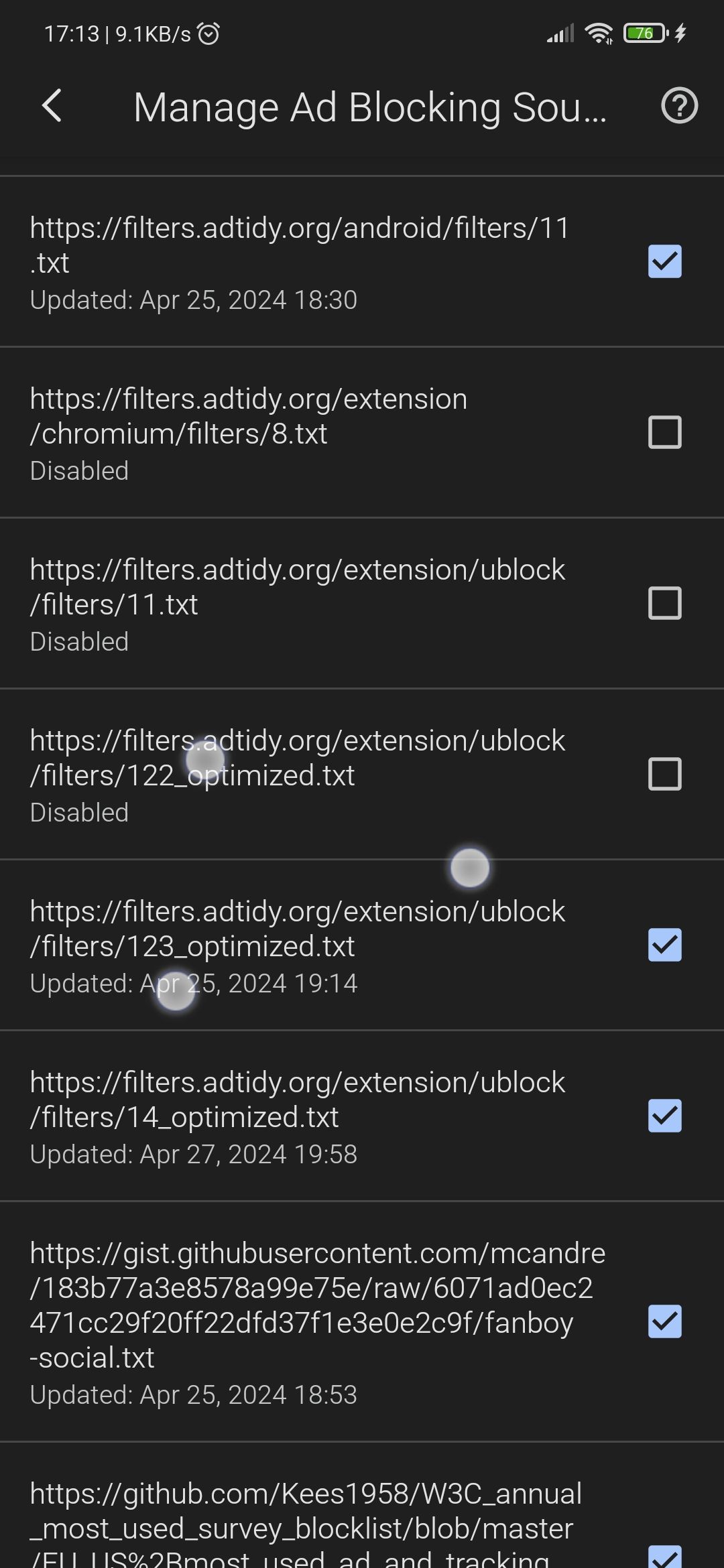 V AdBlock Lists