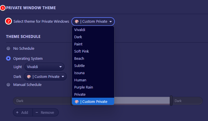 Choose Private Theme